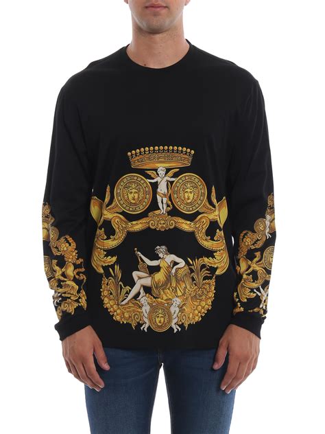 versace black long sleeve t shirt|versace baroque t shirt.